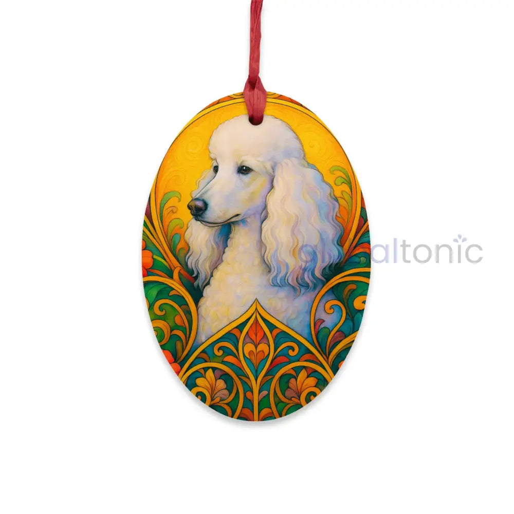 White Poodle Custom Wooden Magnet Ornament – Christmas Decoration & Dog Lover Gift Oval / One Size Home Decor