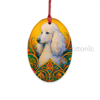 White Poodle Custom Wooden Magnet Ornament – Christmas Decoration & Dog Lover Gift Oval / One Size Home Decor