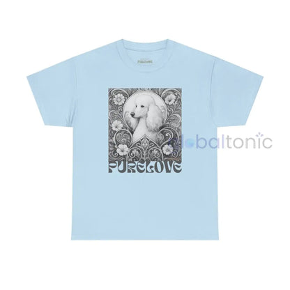 White Poodle Vintage Unisex Cotton Tee for Dog Lovers (Black & White) Light Blue / S T-Shirt
