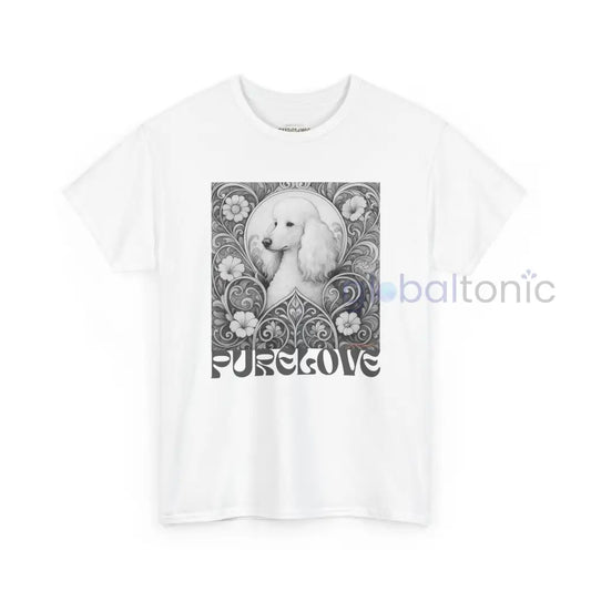 White Poodle Vintage Unisex Cotton Tee for Dog Lovers (Black & White) White / S T-Shirt