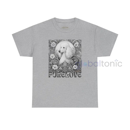 White Poodle Vintage Unisex Cotton Tee for Dog Lovers (Black & White) Sport Grey / S T-Shirt