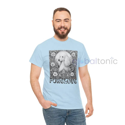 White Poodle Vintage Unisex Cotton Tee for Dog Lovers (Black & White) T-Shirt